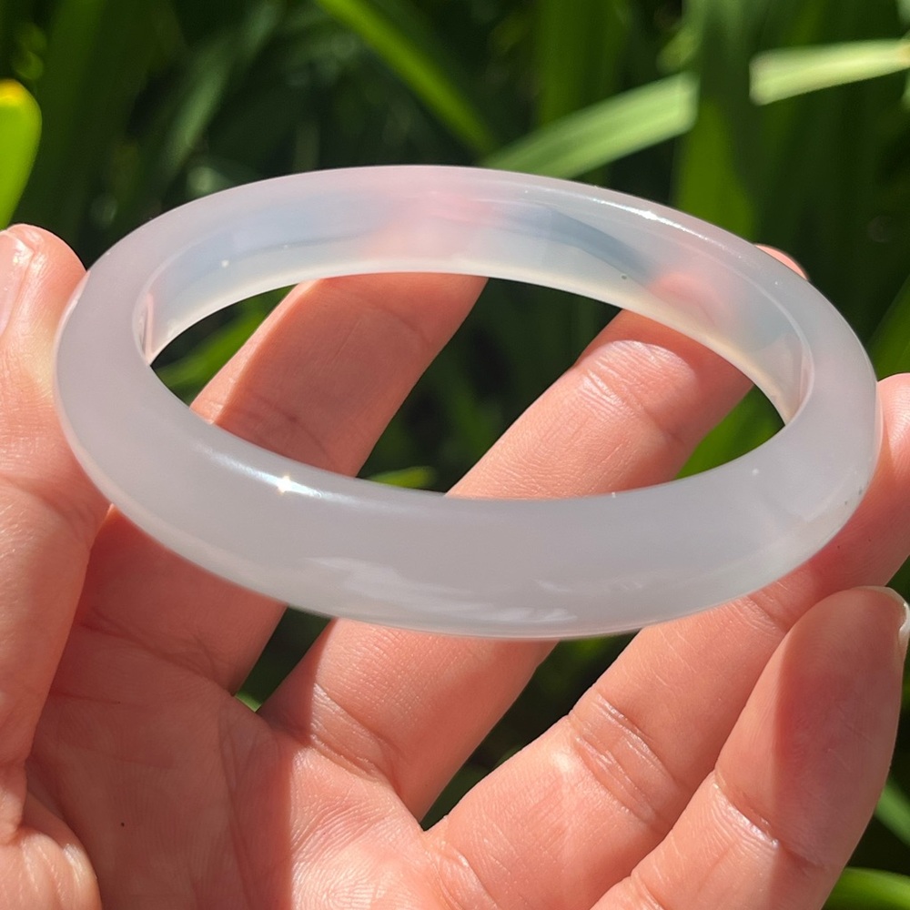 60.5mm inner diameter grayish blue agate bangle 0153